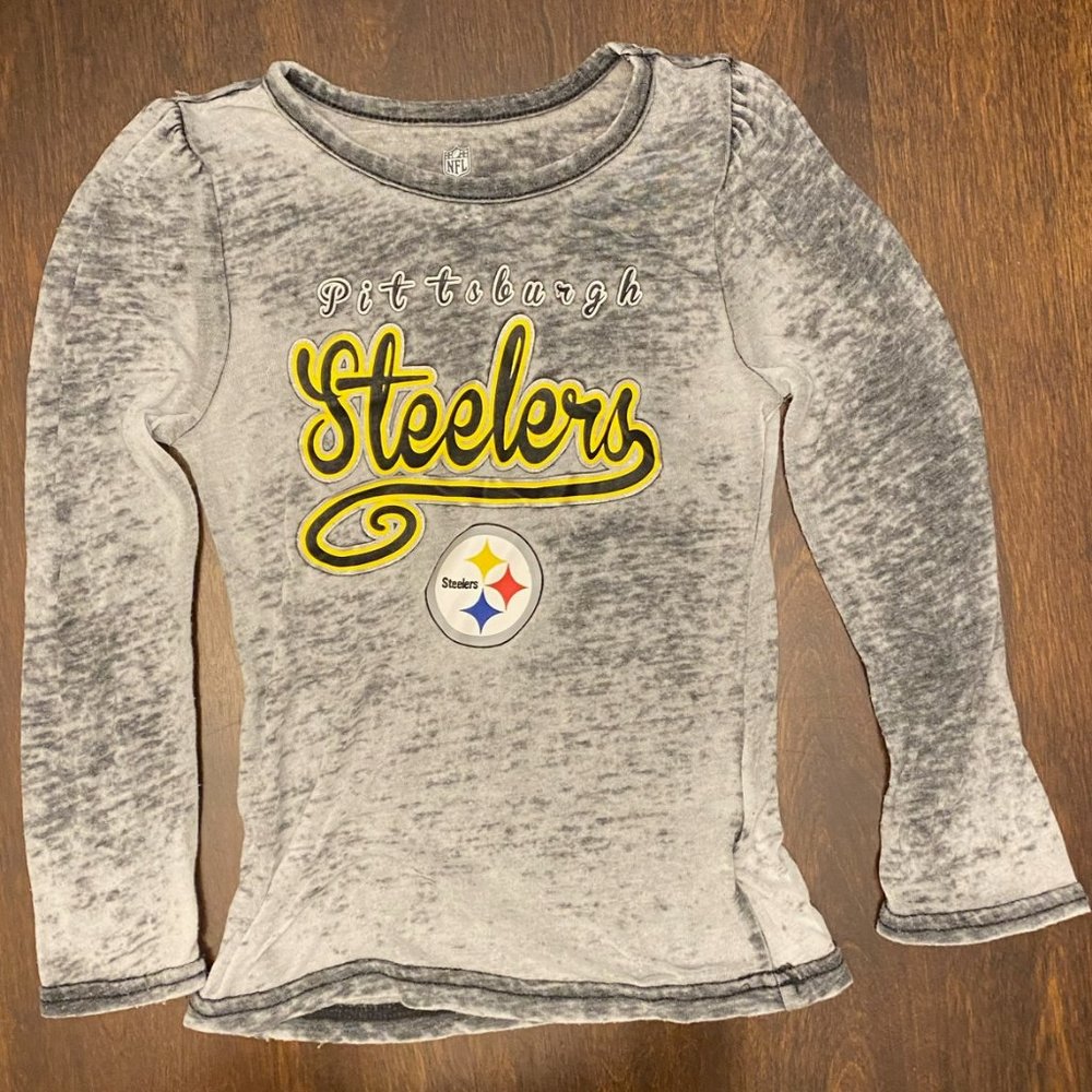 Pittsburgh Steelers Burnout Gray 4T Size 4 Top